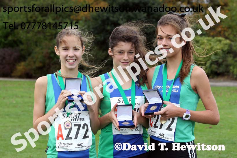 City of Sheffield winners of the under-15 girls Northern Cross Country Relays. Photo: David T. Hewitson/Sports for All Pics